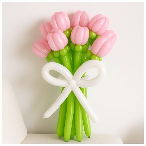 Букет квітів з повітряних кульок Тюльпани рожеві (9 шт)