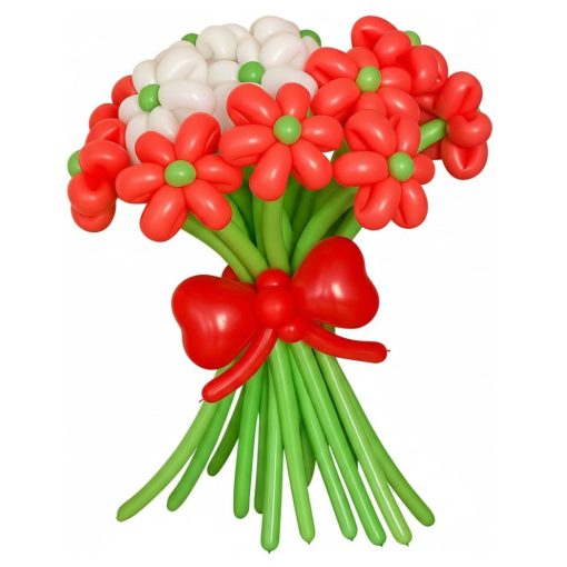 Букет квітів з повітряних кульок Червоно - Білий (15 шт)