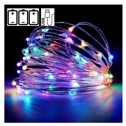 Гірлянда Роса 10 м. Батарейки + USB кольорова