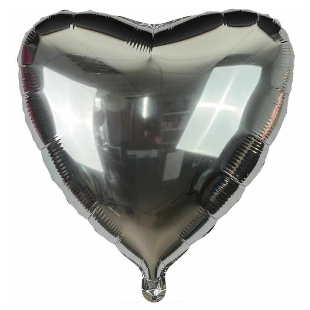 Кулька серце Металік Срібло | 45 см з гелієм
