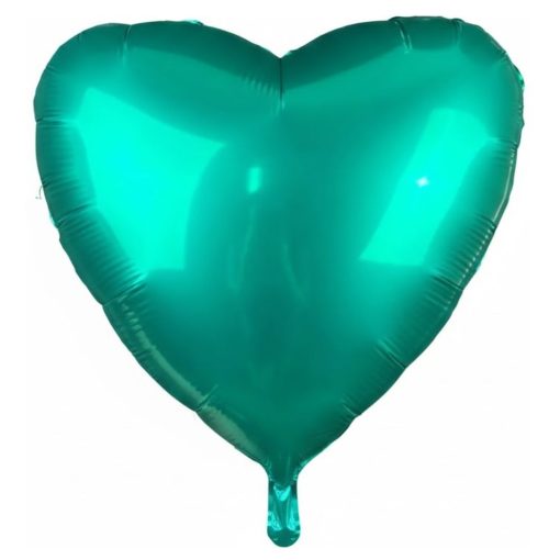 Кулька серце Сатин Зелене | 45 см з гелієм