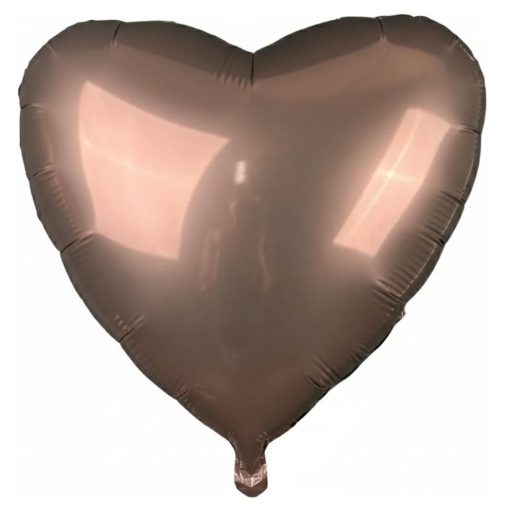 Кулька серце Сатин Коричневе | 45 см з гелієм