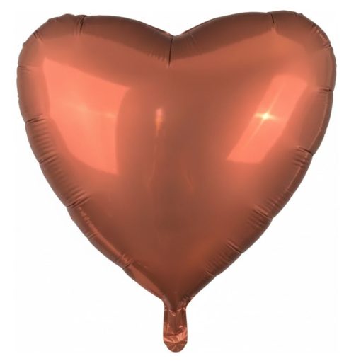 Кулька серце Сатин Коричневий Чай | 45 см з гелієм