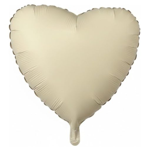 Кулька серце Сатин Кремове Лате | 45 см з гелієм