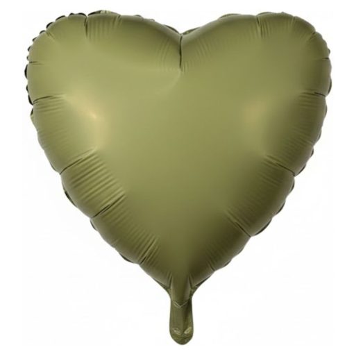 Кулька серце Сатин Оливкове | 45 см з гелієм