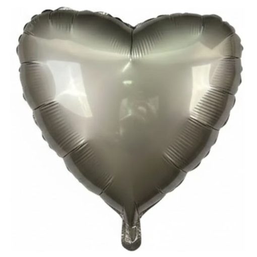 Кулька серце Сатин Платинове | 45 см з гелієм