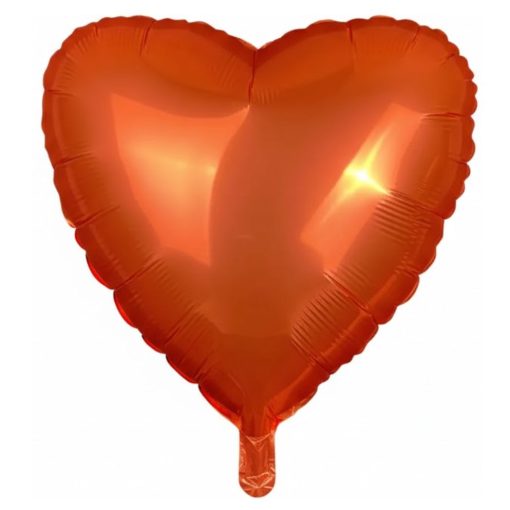 Кулька серце Сатин Помаранчеве | 45 см з гелієм