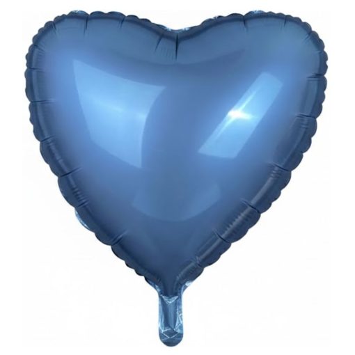 Кулька серце Сатин Синя Сталь | 45 см з гелієм