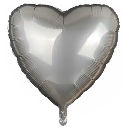 Кулька серце  Сатин Сіра Сталь | 45 см з гелієм