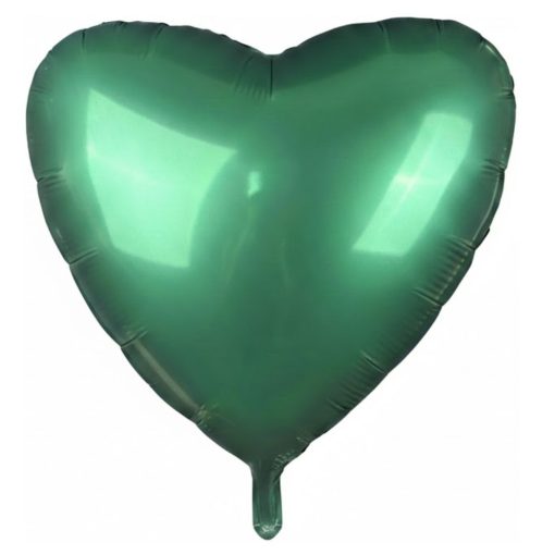 Кулька серце Сатин Темно-Зелене | 45 см з гелієм