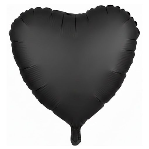Кулька серце Сатин Чорне | 45 см з гелієм
